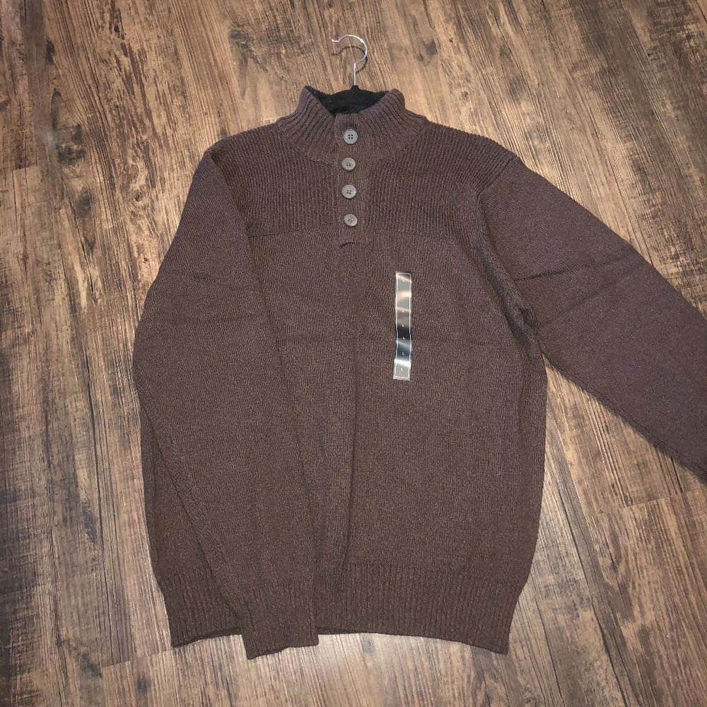 Tricots St Raphael Brown Sweater button up NWT